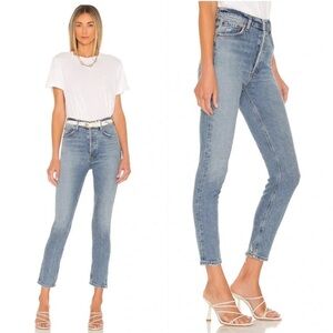 AGOLDE Nico High Rise Slim Jean in Cliffside Size 30 Casual Denim Neutral Crop